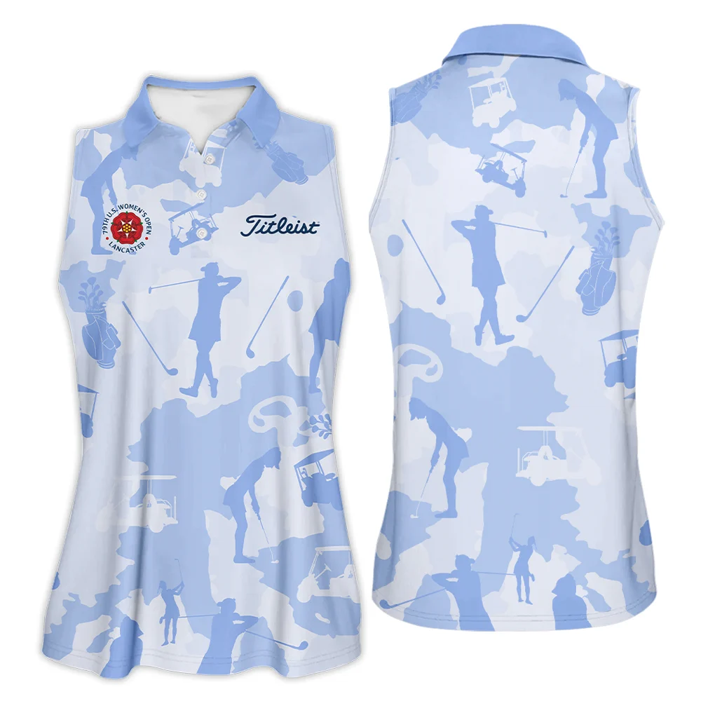 Camo Blue Color 79th U.S. Women’s Open Lancaster Titleist Zipper Polo Shirt Golf Sport All Over Print Zipper Polo Shirt For Woman