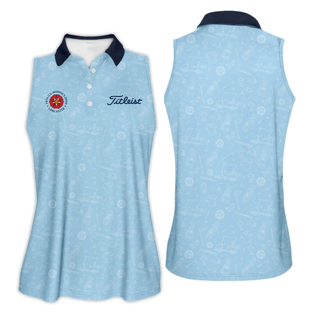 Golf Pattern Blue 79th U.S. Women’s Open Lancaster Titleist Sleeveless Polo Shirt Golf Sport All Over Print Sleeveless Polo Shirt For Woman