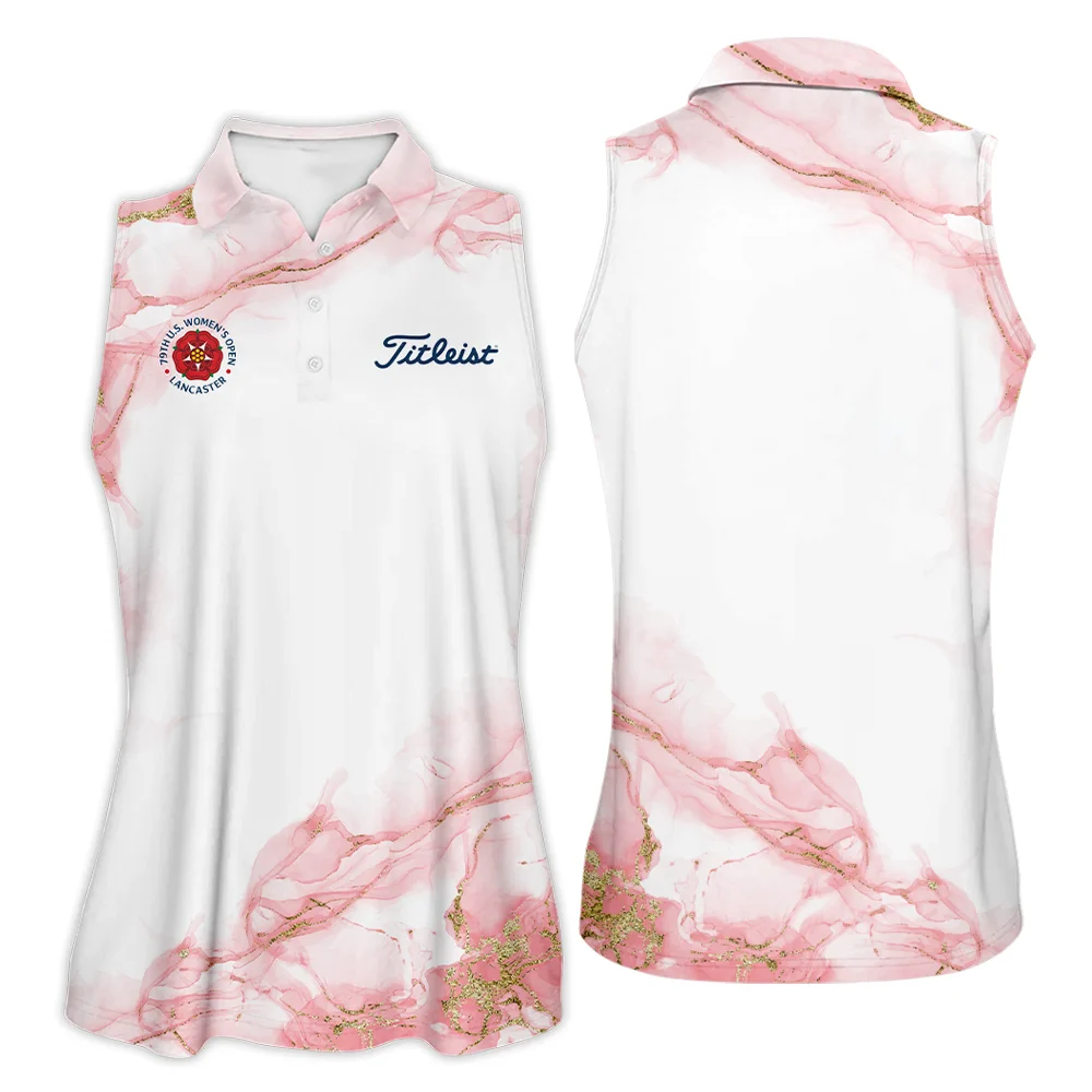 Pink Gold Marble 79th U.S. Women’s Open Lancaster Titleist Zipper Long Polo Shirt Golf Sport All Over Print Zipper Long Polo Shirt For Woman
