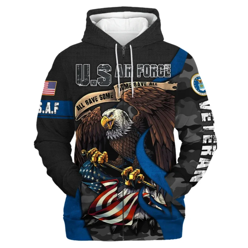 All Gave Some Some Gave All Veteran Eagle Flag U.S. Air Force Veterans All Over Prints Zipper Hoodie Shirt