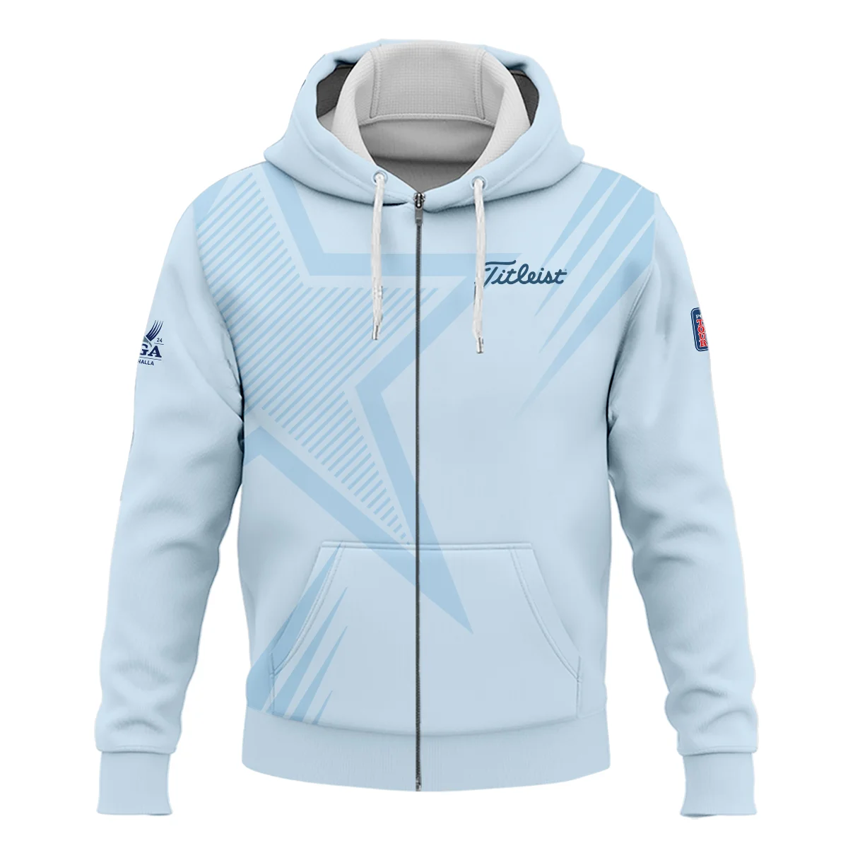 2024 PGA Championship Valhalla Golf Star Line Pattern Light Blue Titleist Zipper Hoodie Shirt Style Classic Zipper Hoodie Shirt