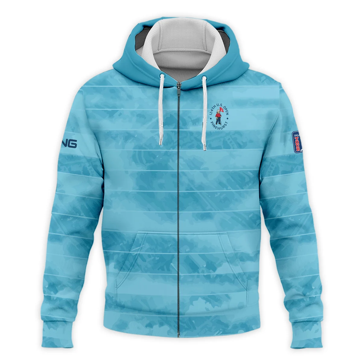 Ping 124th U.S. Open Pinehurst Blue Abstract Background Line Zipper Hoodie Shirt Style Classic