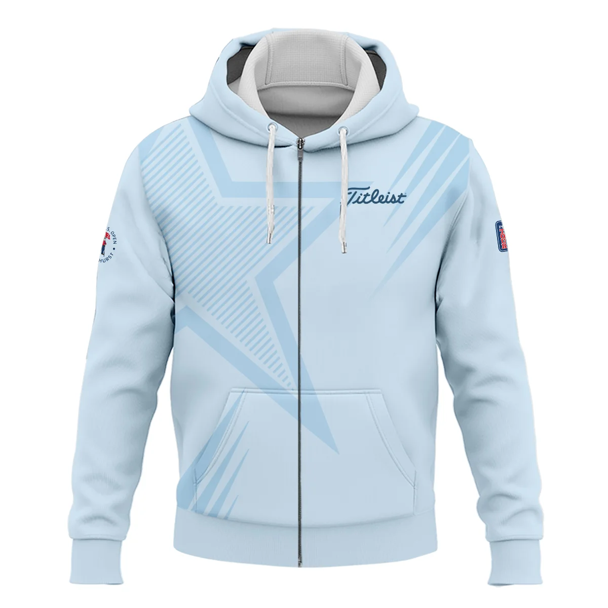 124th U.S. Open Pinehurst Golf Star Line Pattern Light Blue Titleist Zipper Hoodie Shirt Style Classic Zipper Hoodie Shirt