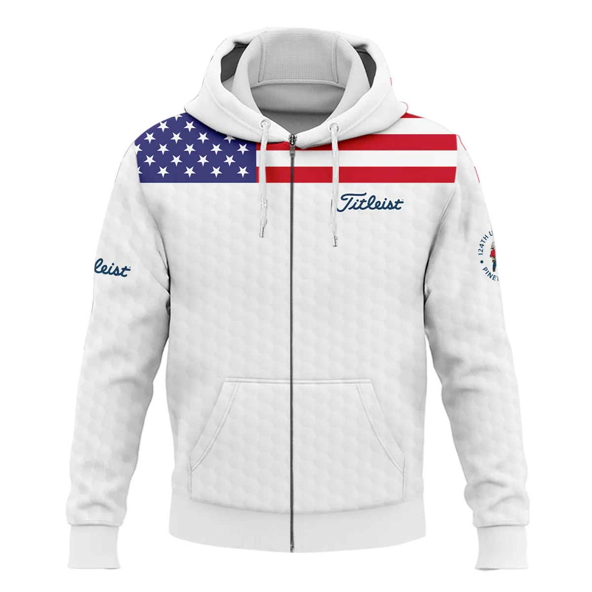 Titleist 124th U.S. Open Pinehurst Zipper Hoodie Shirt USA Flag Golf Pattern All Over Print Zipper Hoodie Shirt