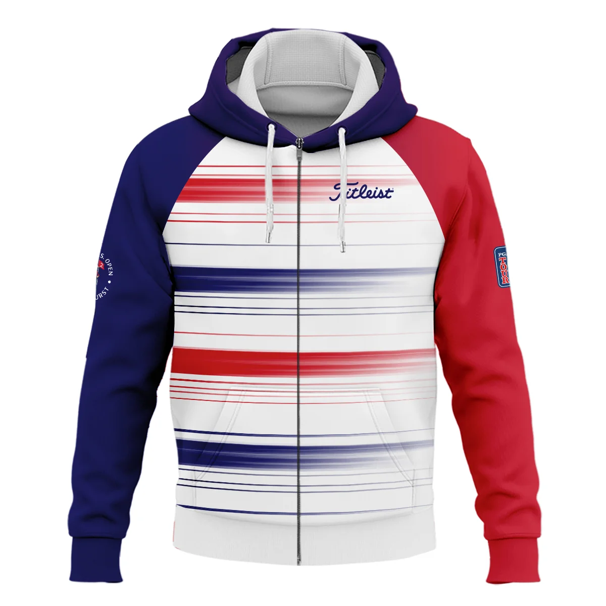Sport Titleist 124th U.S. Open Pinehurst Zipper Hoodie Shirt Straight Lines Blue Red Zipper Hoodie Shirt