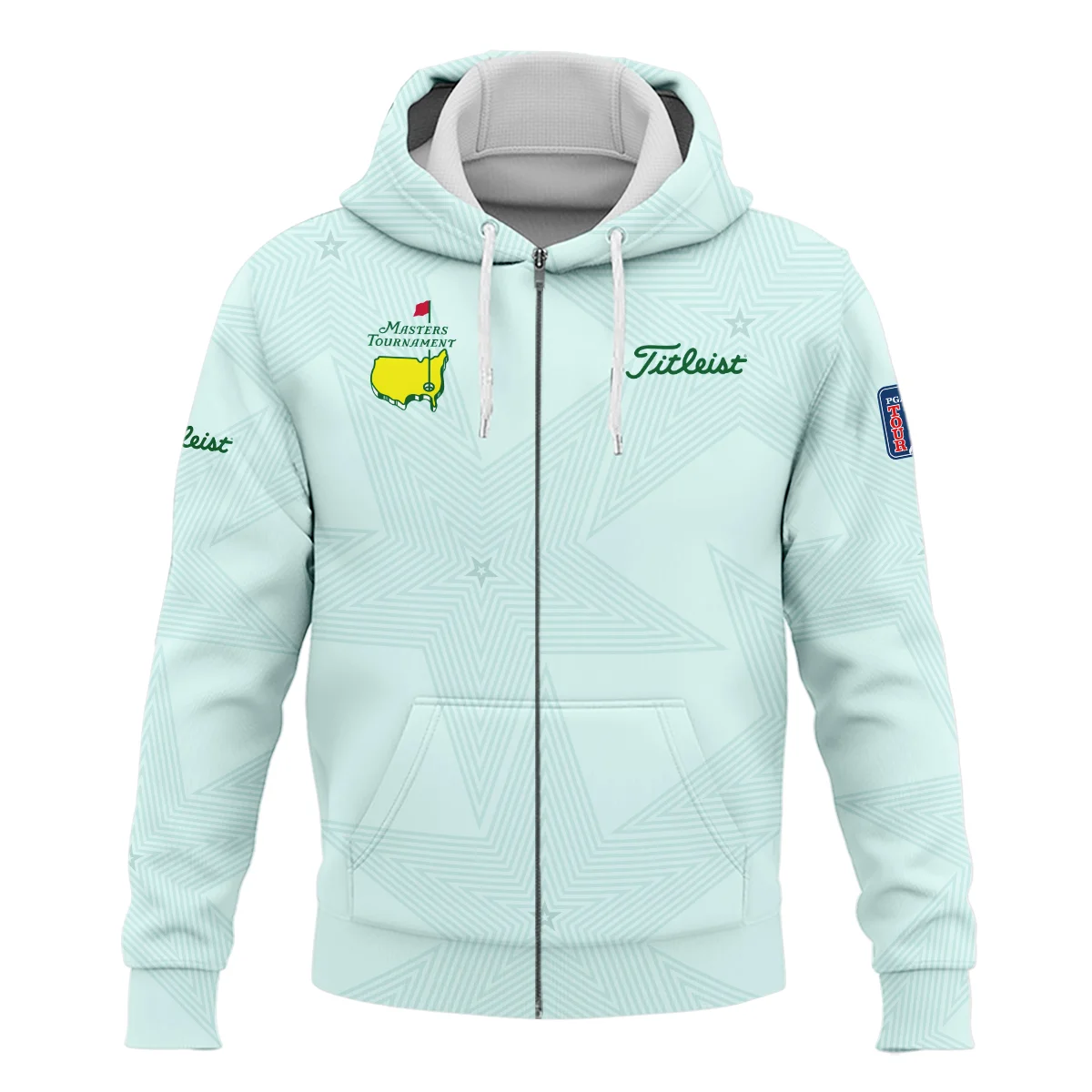 Golf Love Star Light Green Mix Masters Tournament Titlest Zipper Polo Shirt Style Classic