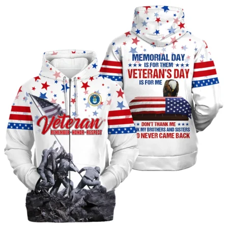 Veteran Memorial Day Remember Honor Respect U.S. Air Force Veterans All Over Prints Zipper Hoodie Shirt