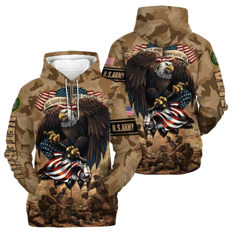 Veteran Camo Eagle All Gave Some Some Gave All U.S. Army Veterans All Over Prints Zipper Hoodie Shirt