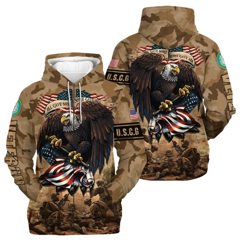 Veteran Camo Eagle All Gave Some Some Gave All U.S. Coast Guard Veterans All Over Prints Zipper Hoodie Shirt