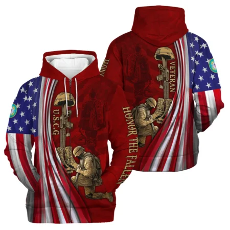 Veteran Us Flag Honor The Fallen U.S. Coast Guard Veterans All Over Prints Zipper Hoodie Shirt