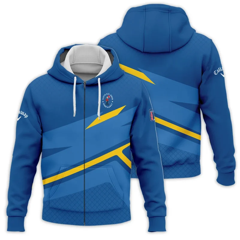 Callaway 124th U.S. Open Pinehurst Blue Yellow Mix Pattern Zipper Hoodie Shirt Style Classic