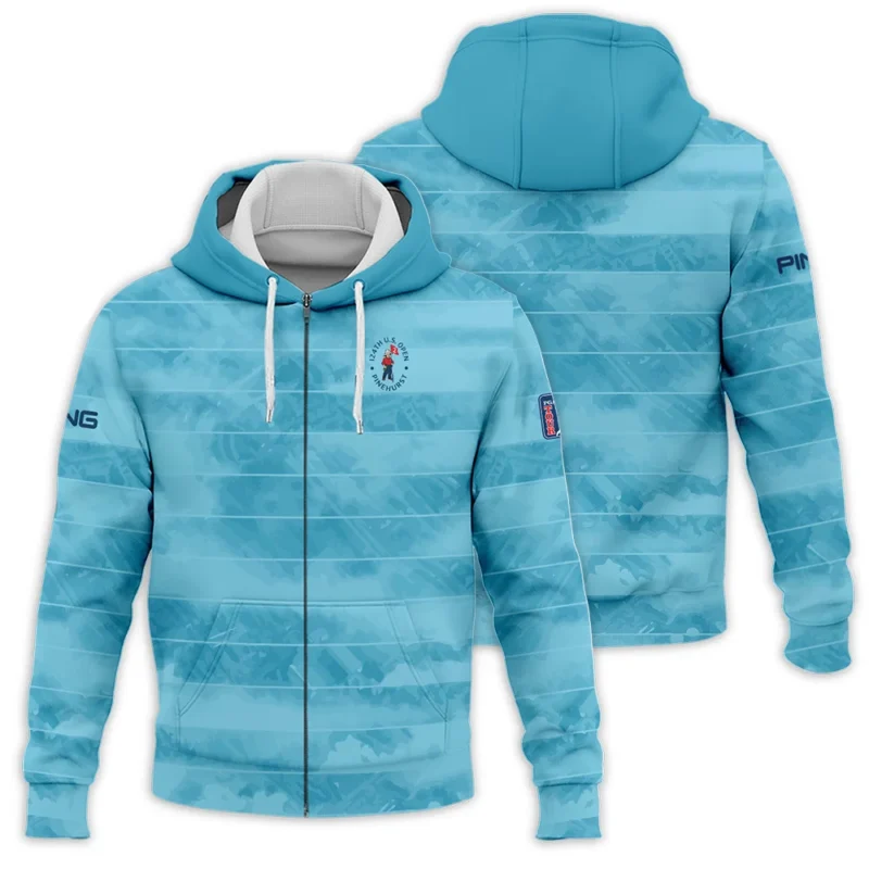 Ping 124th U.S. Open Pinehurst Blue Abstract Background Line Zipper Hoodie Shirt Style Classic