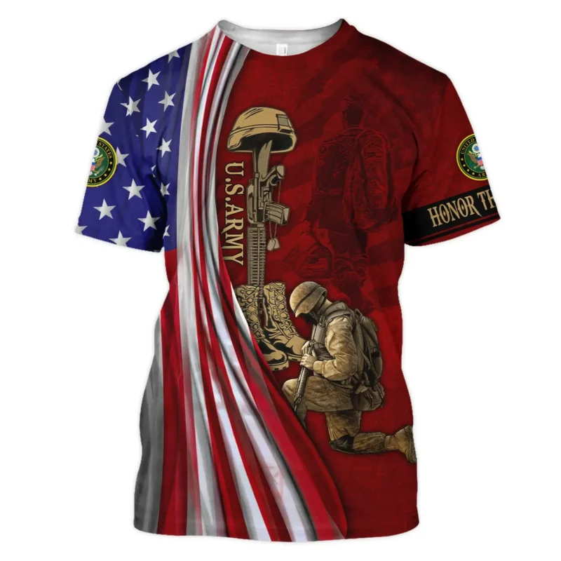 Veteran Us Flag Honor The Fallen U.S. Army Veterans All Over Prints Unisex T-Shirt