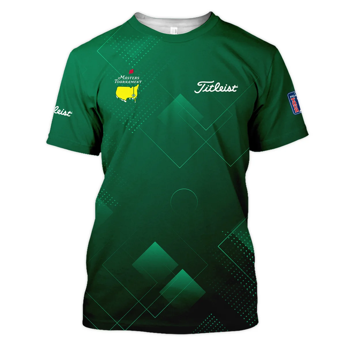 Masters Tournament Titleist Long Polo Shirt Golf Sports Green Abstract Geometric Long Polo Shirt For Men