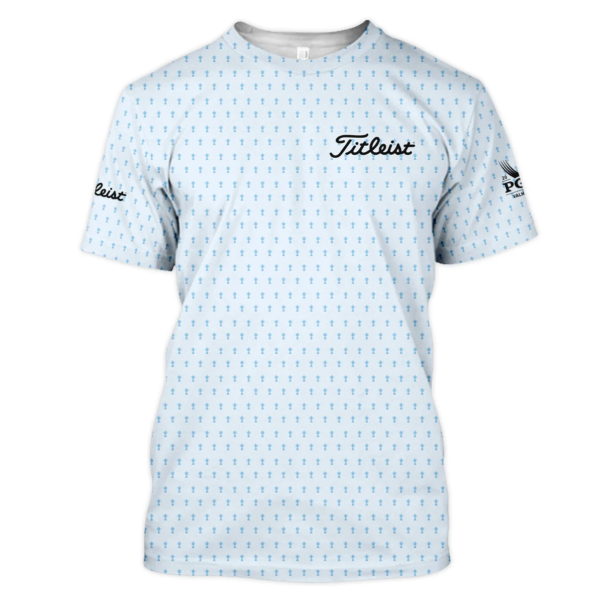 2024 PGA Championship Titleist Golf Long Polo Shirt Light Blue Pastel Golf Cup Pattern All Over Print Long Polo Shirt For Men