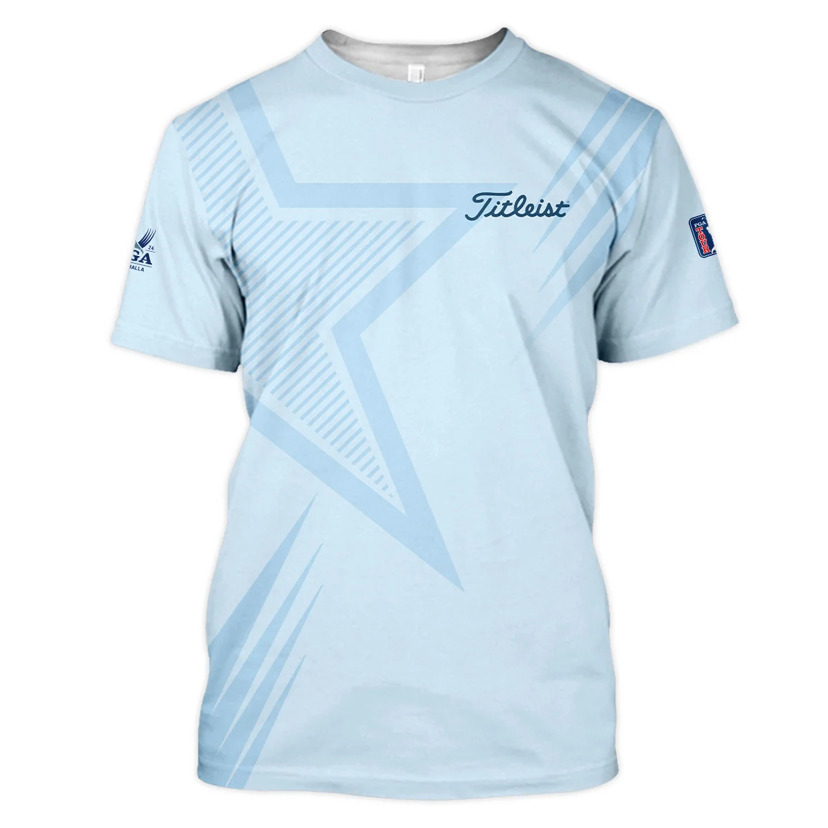 2024 PGA Championship Valhalla Golf Star Line Pattern Light Blue Titleist Vneck Polo Shirt Style Classic Polo Shirt For Men