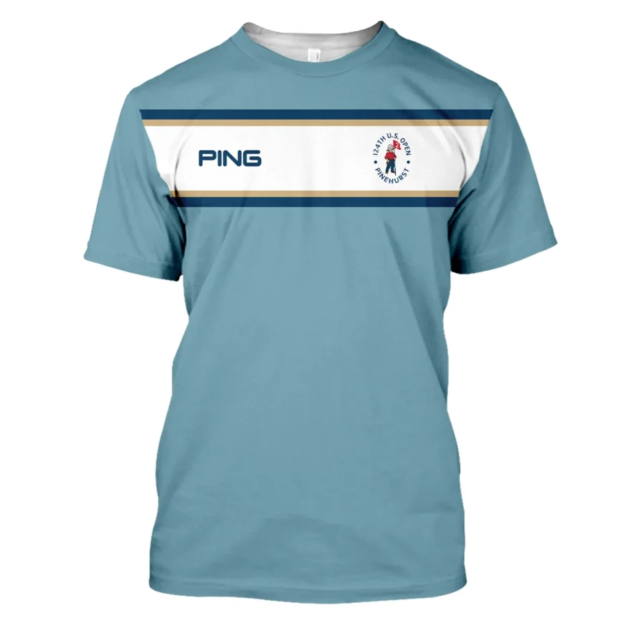 124th U.S. Open Pinehurst Golf Sport Mostly Desaturated Dark Blue Yellow Ping Performance T-Shirt Style Classic