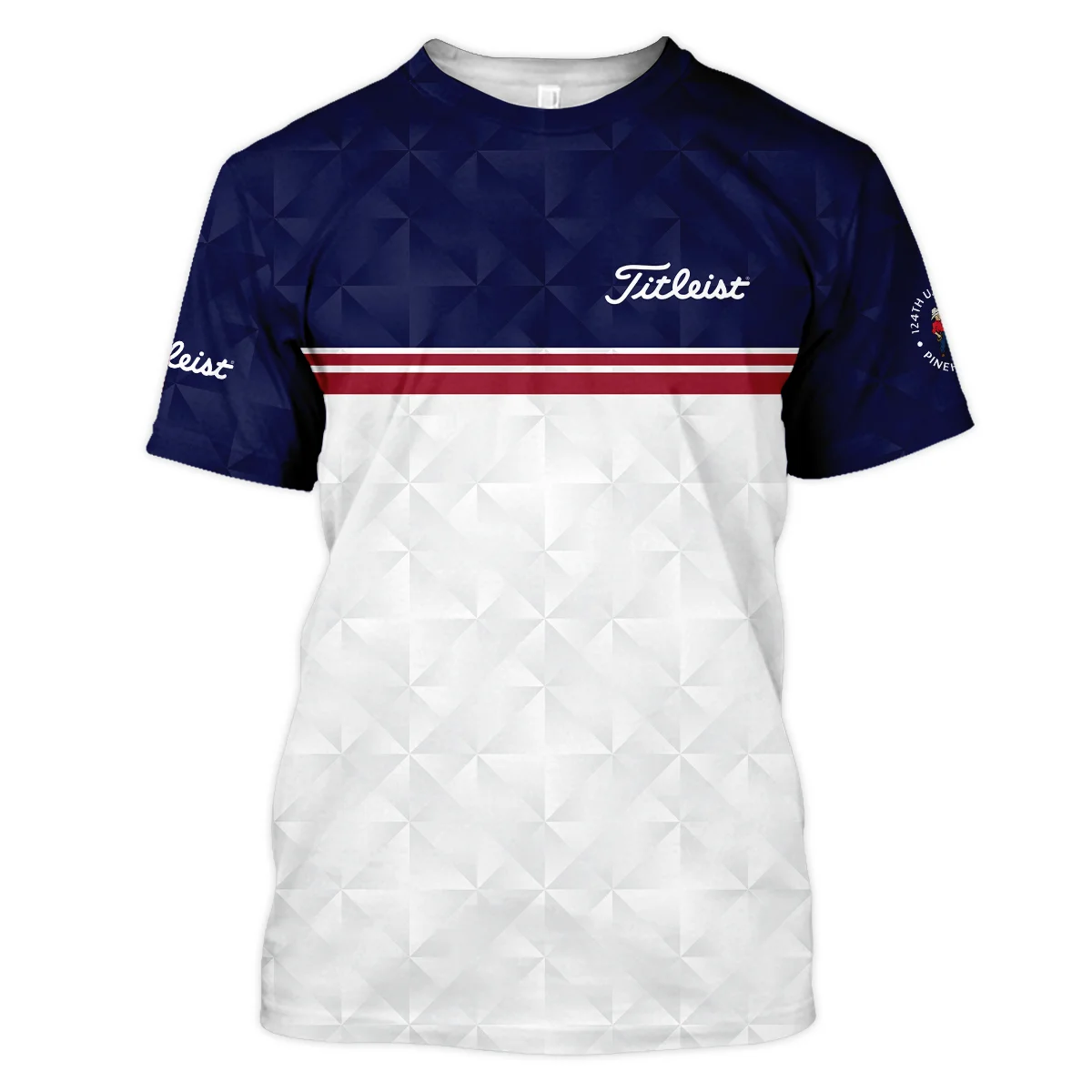 Golf Sport 124th U.S. Open Pinehurst Titleist Unisex T-Shirt Dark Blue White Abstract Geometric Triangles All Over Print T-Shirt
