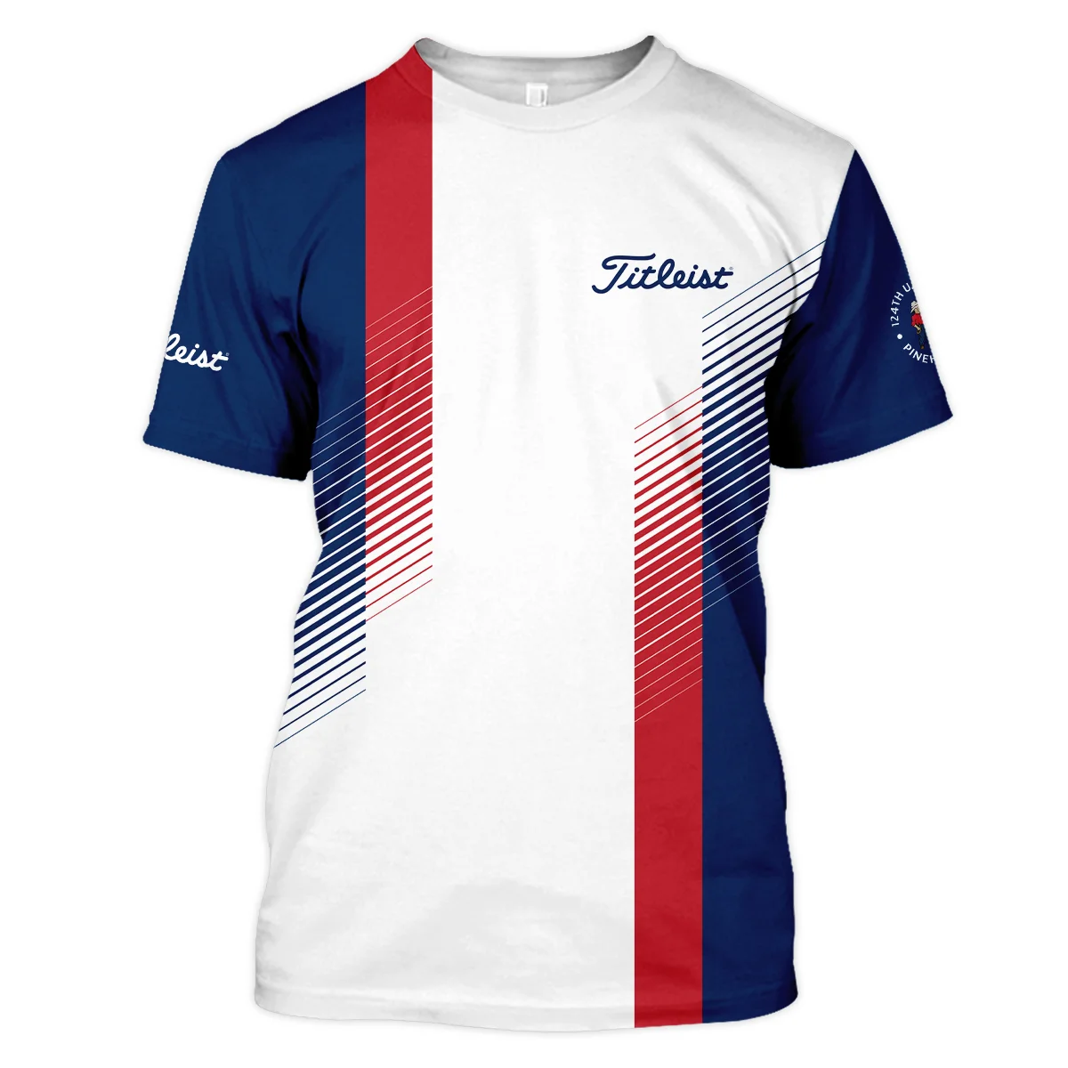 Sport Titleist 124th U.S. Open Pinehurst Golf Unisex T-Shirt Blue Red Striped Pattern White All Over Print T-Shirt