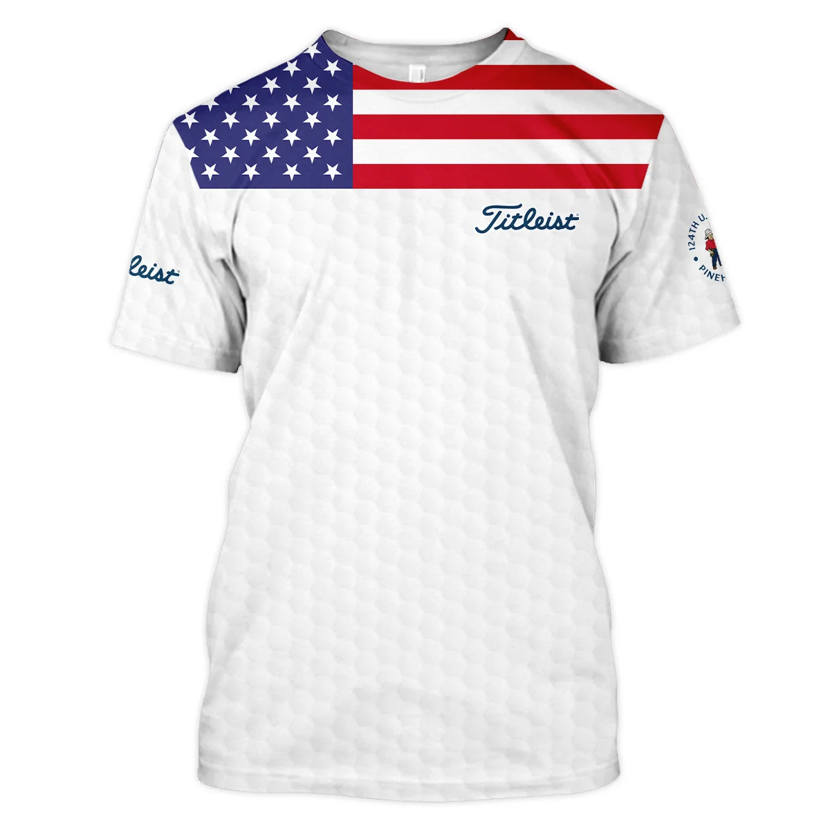 Titleist 124th U.S. Open Pinehurst Long Polo Shirt USA Flag Golf Pattern All Over Print Long Polo Shirt For Men