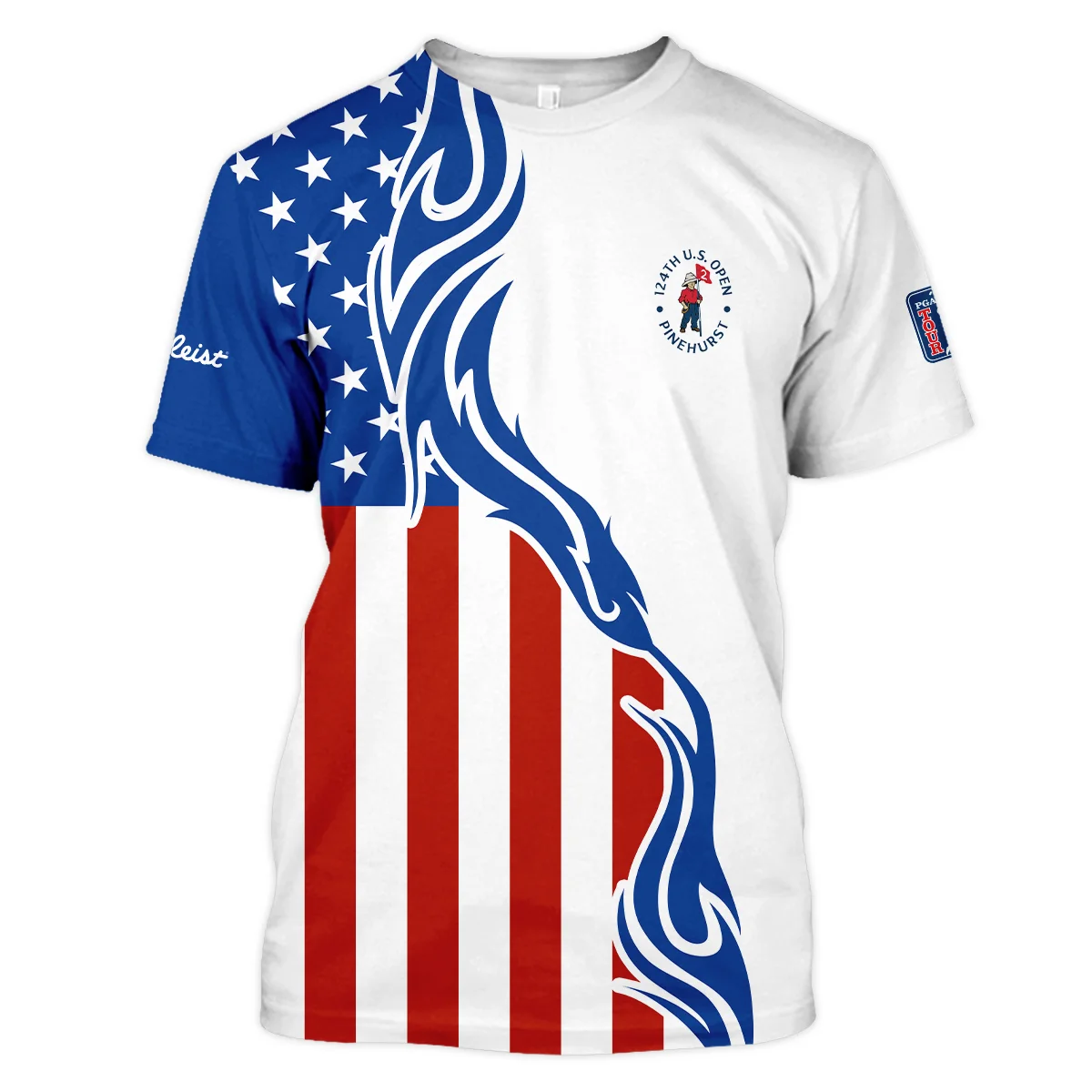 Golf Sport Titleist 124th U.S. Open Pinehurst Unisex T-Shirt USA Flag Pattern Blue White All Over Print T-Shirt