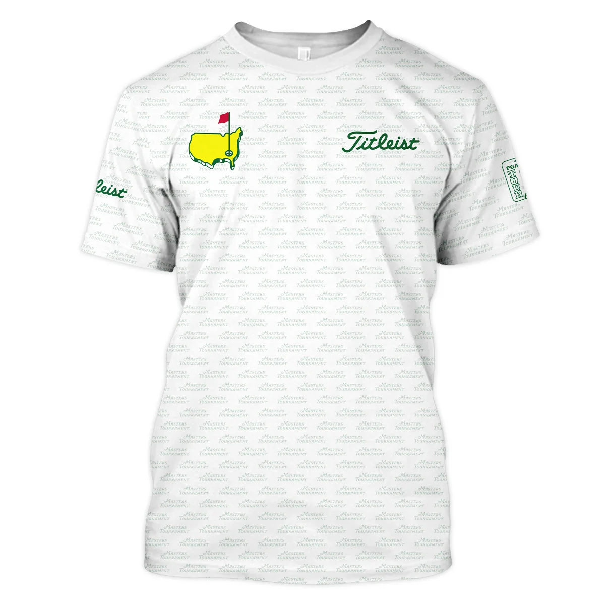 Masters Tournament Golf Titleist Long Polo Shirt Logo Text Pattern White Green Golf Sports All Over Print Long Polo Shirt For Men