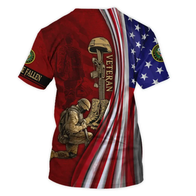 Veteran Us Flag Honor The Fallen U.S. Army Veterans All Over Prints Unisex T-Shirt