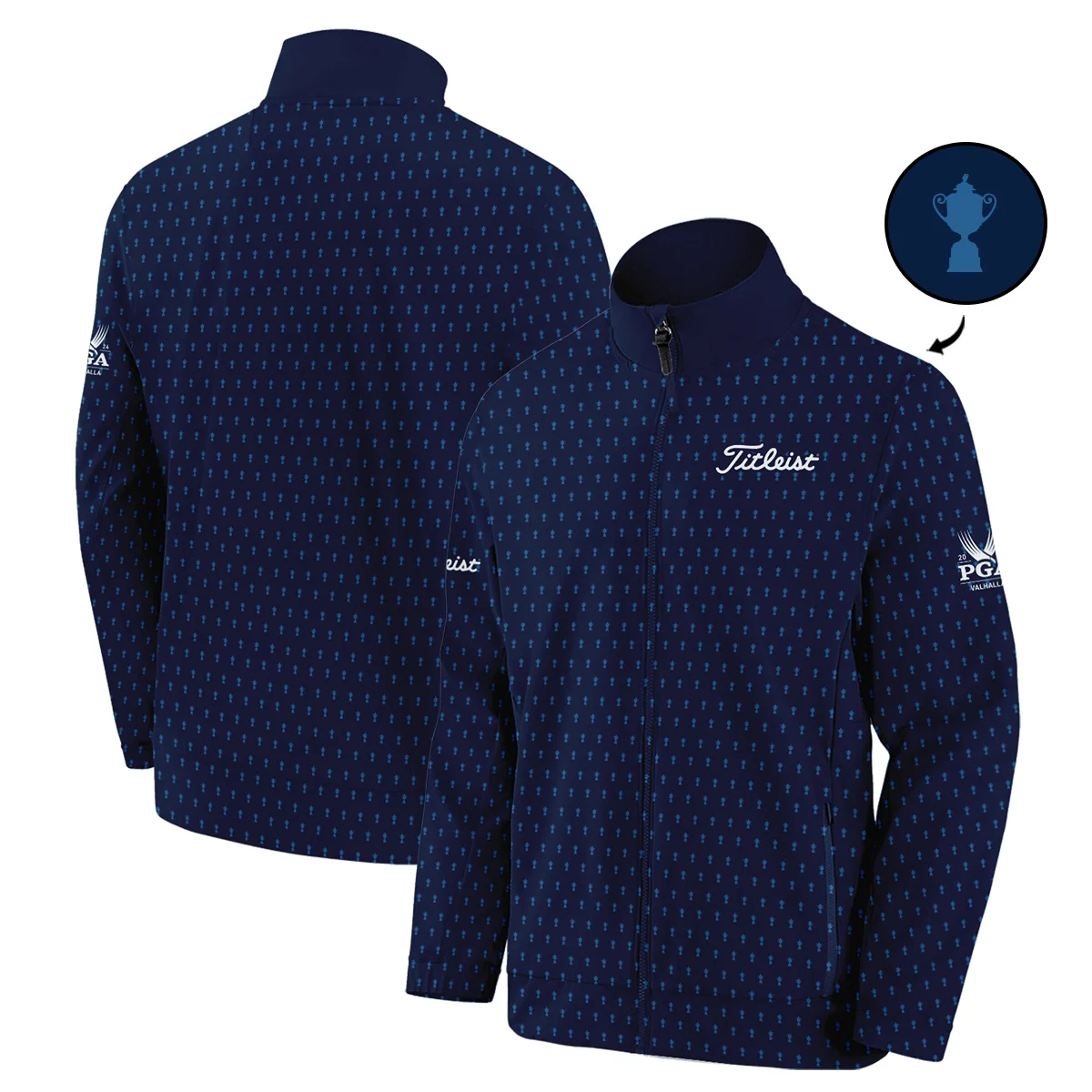 Titleist 2024 PGA Championship Golf Polo Shirt Dark Blue Gradient Pattern All Over Print Polo Shirt For Men