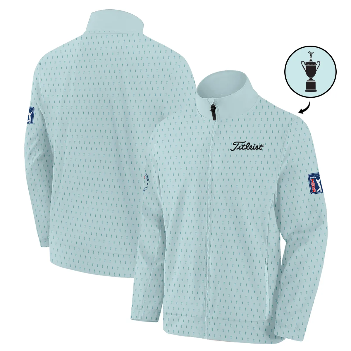 Sports 124th U.S. Open Titleist Pinehurst Stand Colar Jacket Cup Pattern Pastel Green All Over Print Stand Colar Jacket