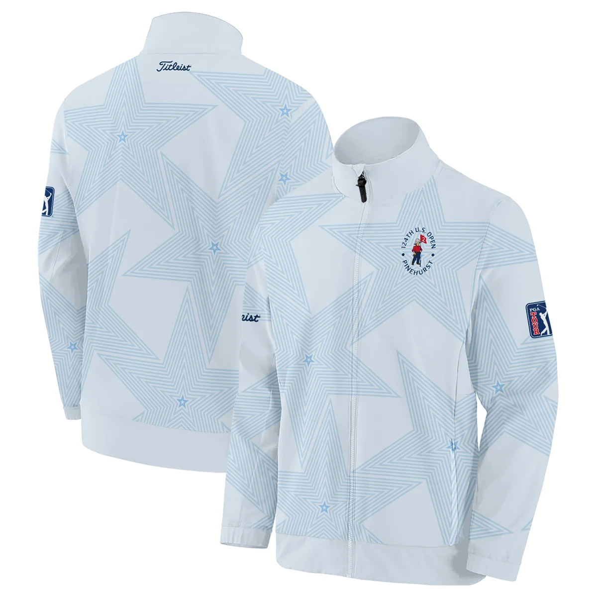 124th U.S. Open Pinehurst Golf Titleist Zipper Hoodie Shirt Sports Star Sripe Light Blue Zipper Hoodie Shirt