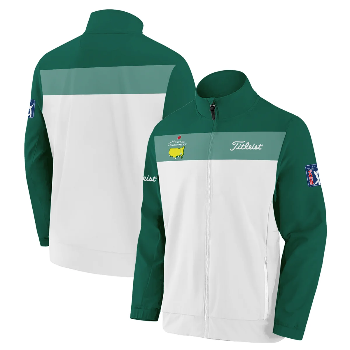 Golf Masters Tournament Titleist Stand Colar Jacket Sports Green And White All Over Print Stand Colar Jacket