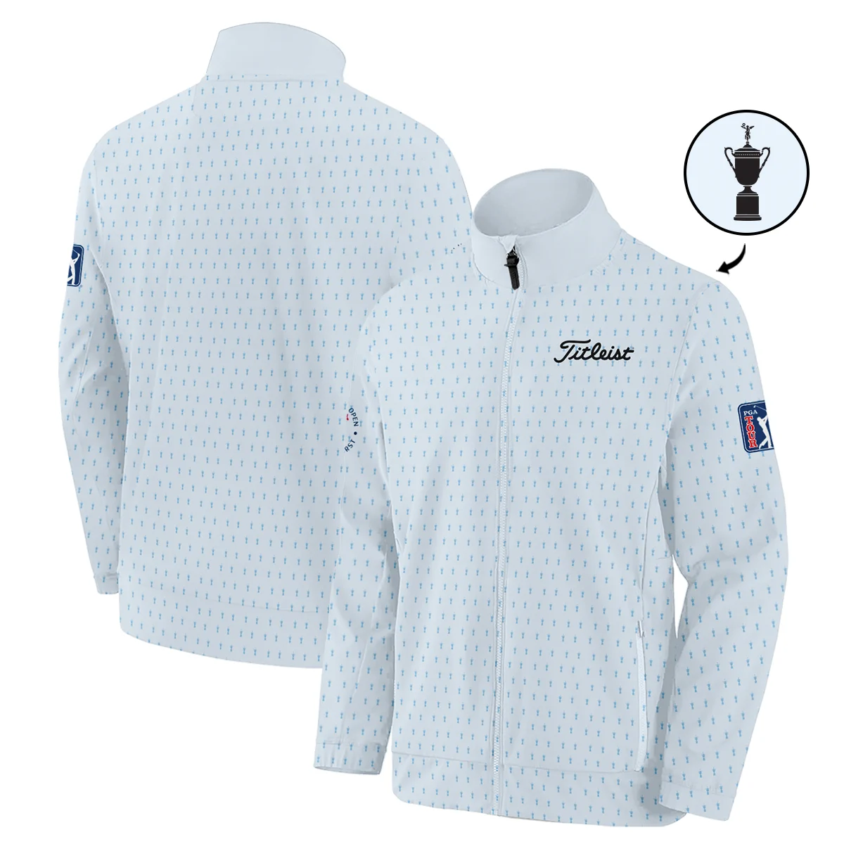 124th U.S. Open Pinehurst Titleist Zipper Hoodie Shirt Sports Pattern Cup Color Light Blue All Over Print Zipper Hoodie Shirt