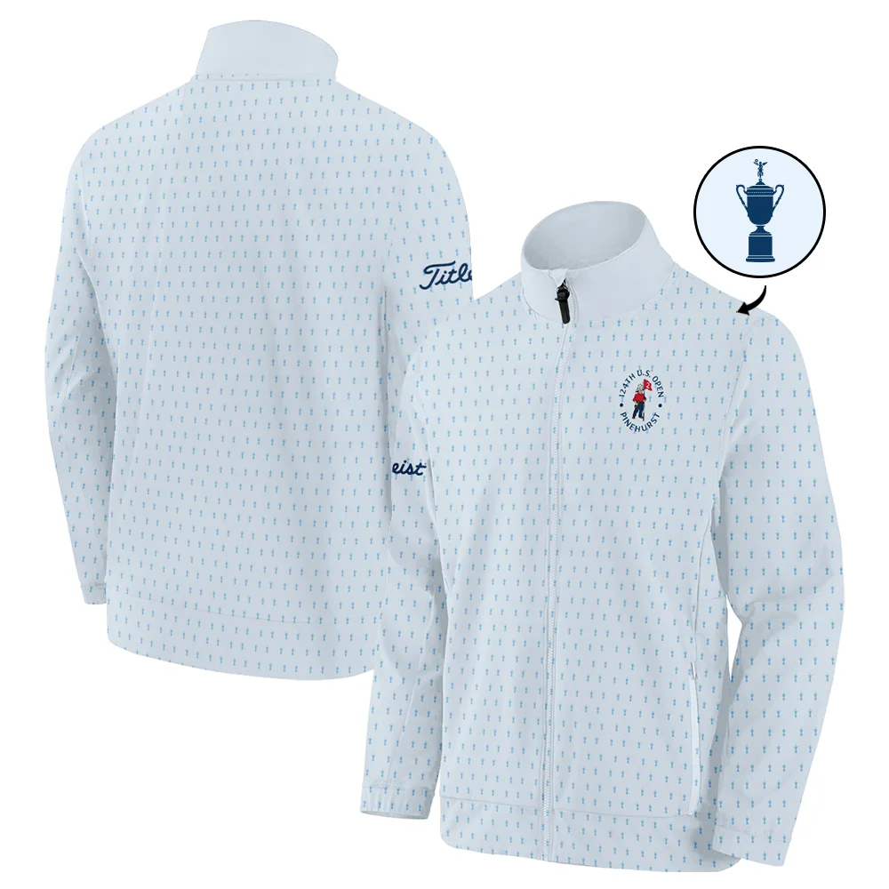 124th U.S. Open Pinehurst Golf Stand Colar Jacket Titleist Pattern Cup Pastel Blue Stand Colar Jacket