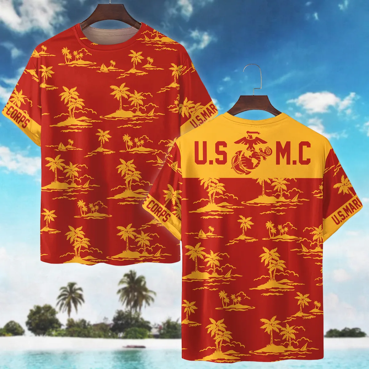 Hawaii Style Pattern U.S. Marine Corps Beach Short All Over Prints Gift Loves