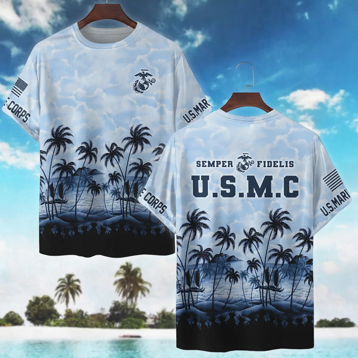 United States Armed Forces U.S. Marine Corps Oversized Hawaiian Shirt All Over Prints Gift Loves HBLVTR030524A04MCHW