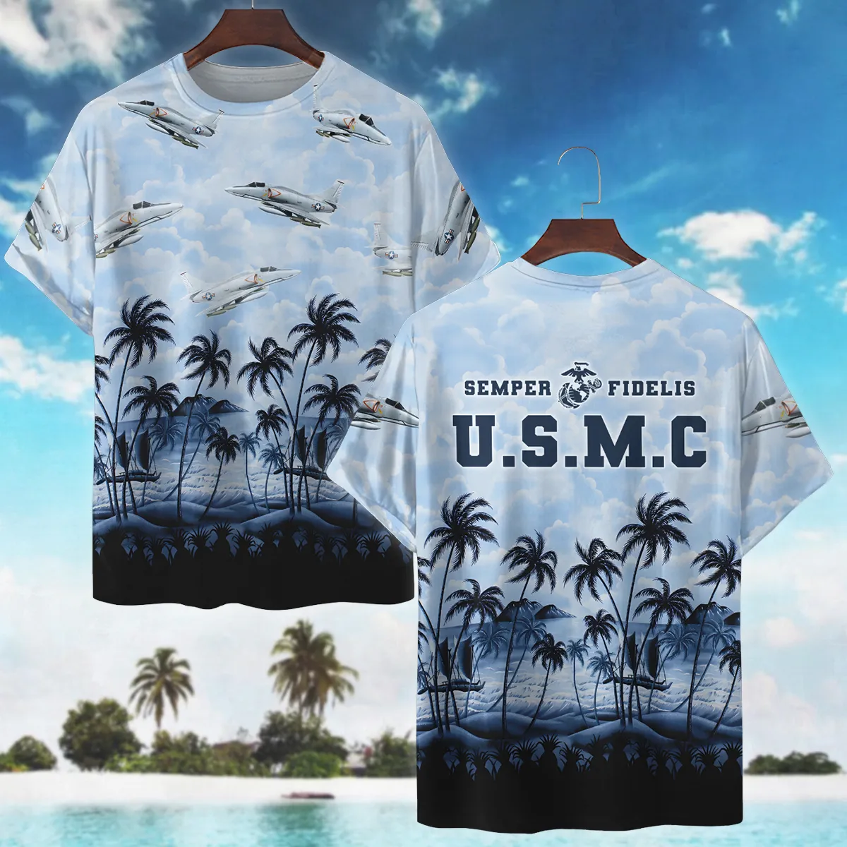 A-6 Intruder Hawaii Style Palm Tree U.S. Marine Corps Oversized Hawaiian Shirt All Over Prints Gift Loves