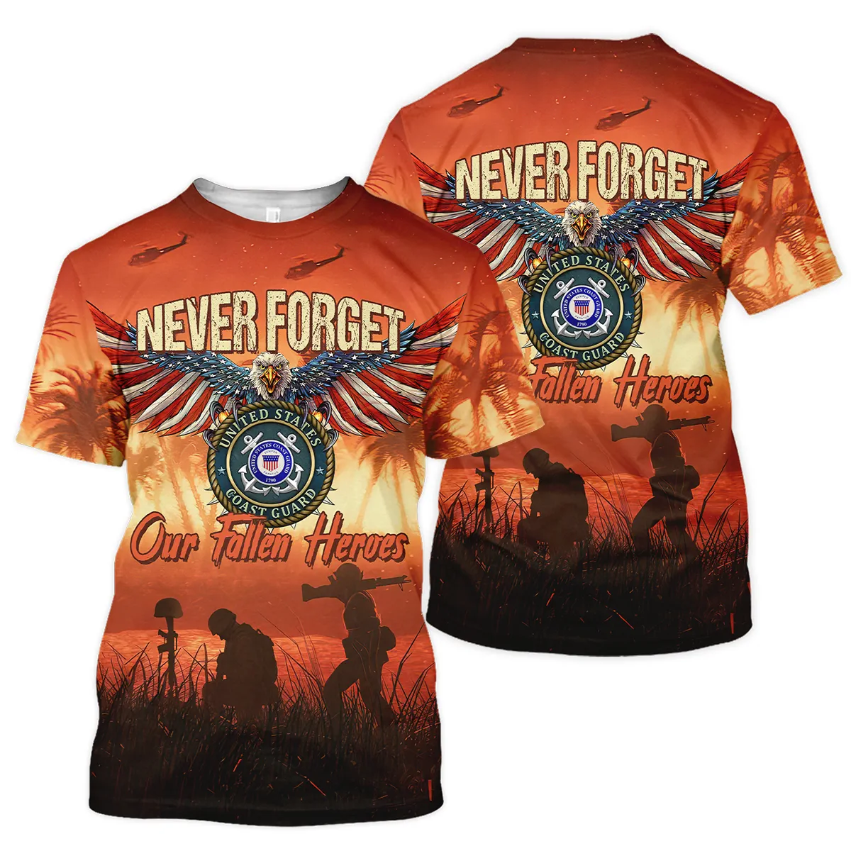 Veteran Never Forget Our Fallen Heroes U.S. Coast Guard Veterans All Over Prints Unisex T-Shirt