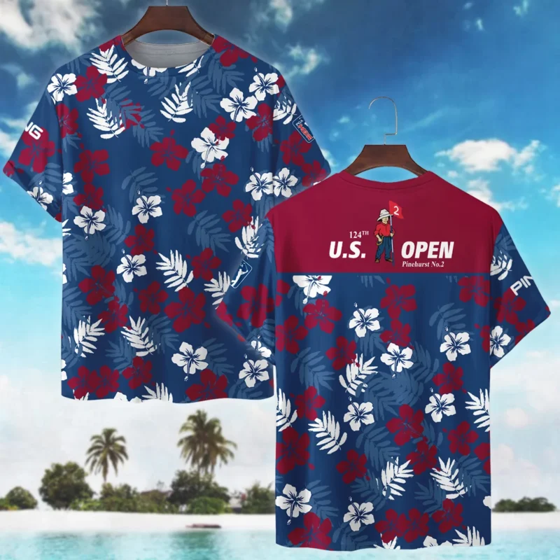 Flower Blue Red White Tropical 124th U.S. Open Pinehurst Ping Premium T-Shirt All Over Prints Gift Loves