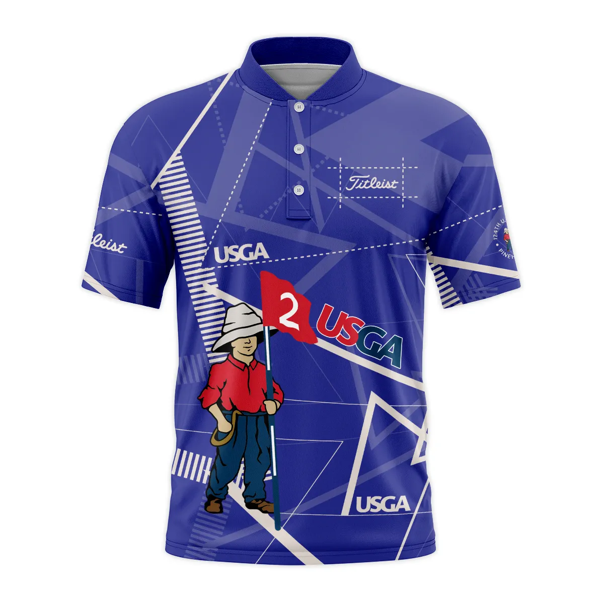Golf Abstract Line Pattern 124th U.S. Open Pinehurst Titleist Style Classic, Short Sleeve Round Neck Polo Shirt