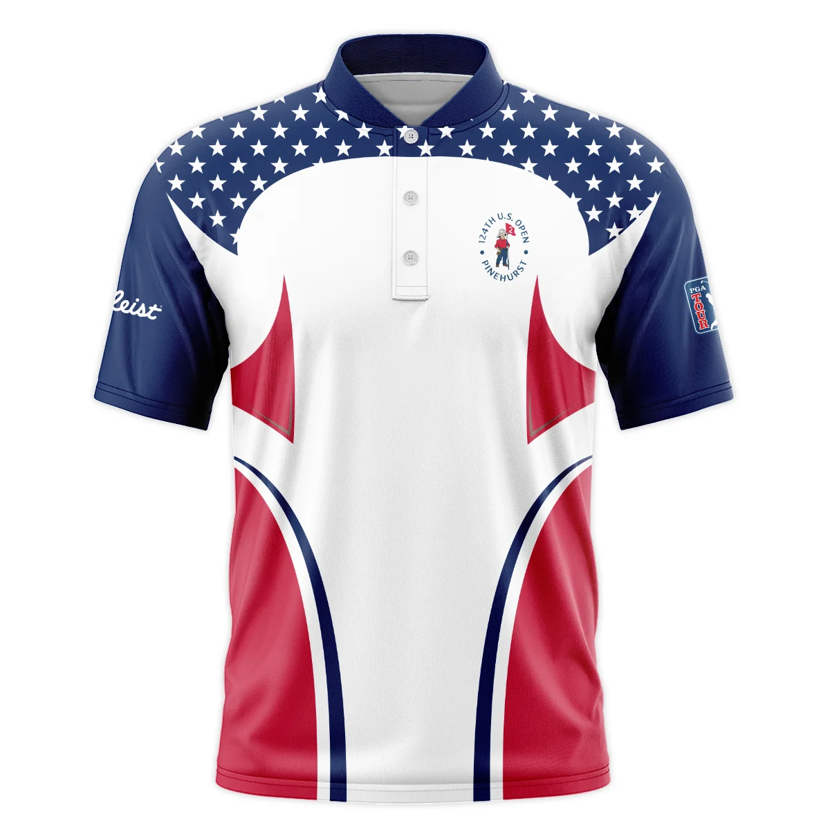 124th U.S. Open Pinehurst Titleist Stars White Dark Blue Red Line Zipper Hoodie Shirt Style Classic Zipper Hoodie Shirt