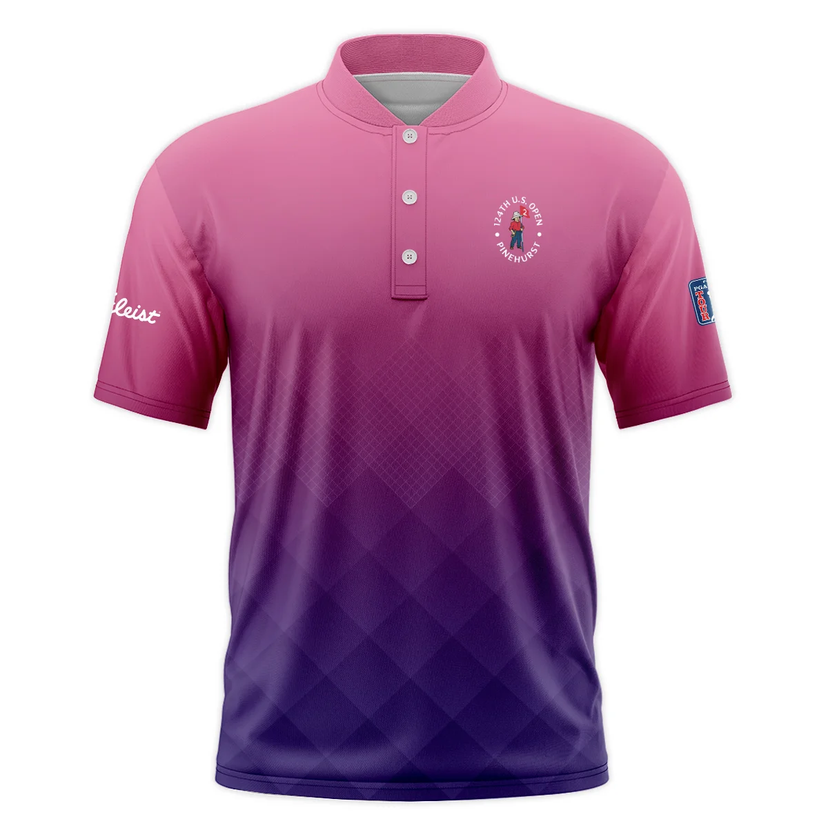 Titleist 124th U.S. Open Pinehurst Purple Pink Gradient Abstract Style Classic, Short Sleeve Round Neck Polo Shirt