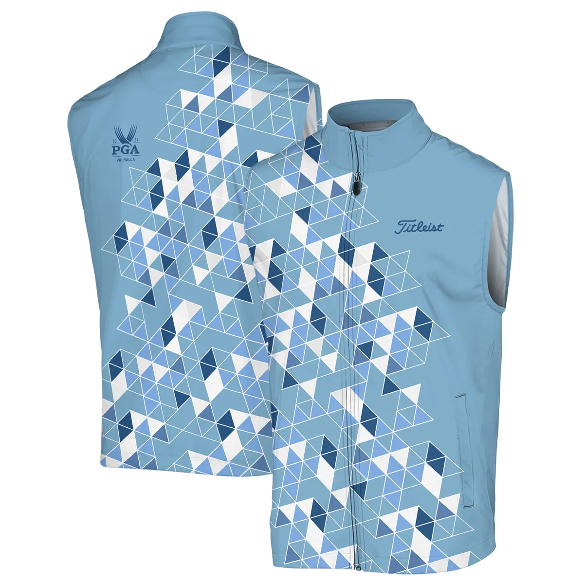 Golf Blue Geometric Mosaic Pattern 2024 PGA Championship Valhalla Titleist Sleeveless Jacket Style Classic