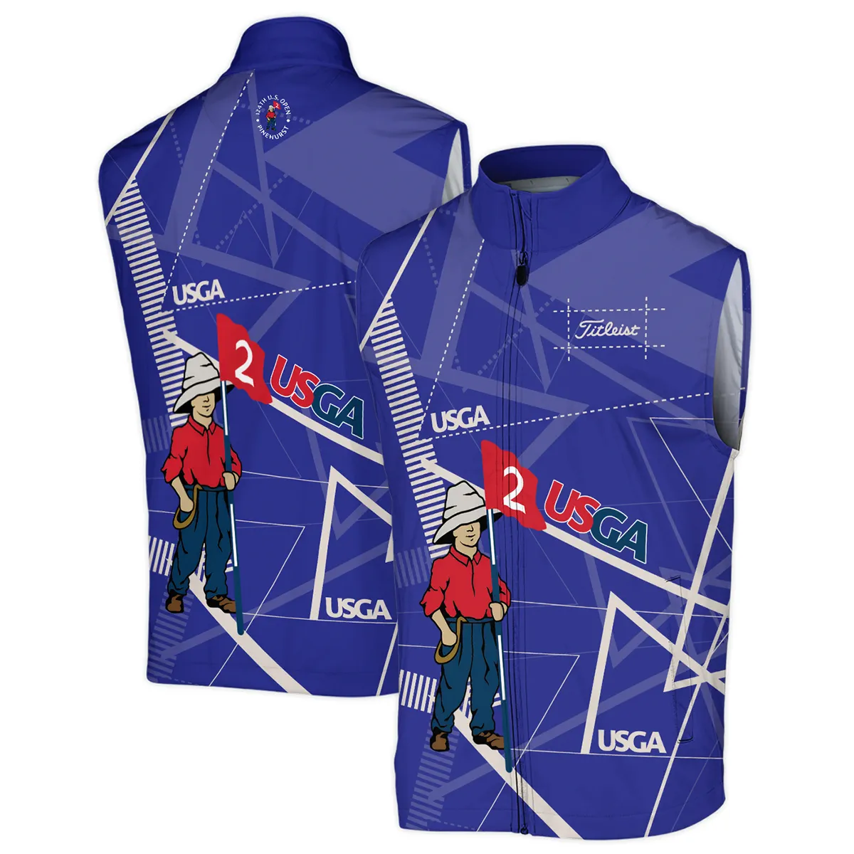 Golf Abstract Line Pattern 124th U.S. Open Pinehurst Titleist Zipper Polo Shirt Style Classic