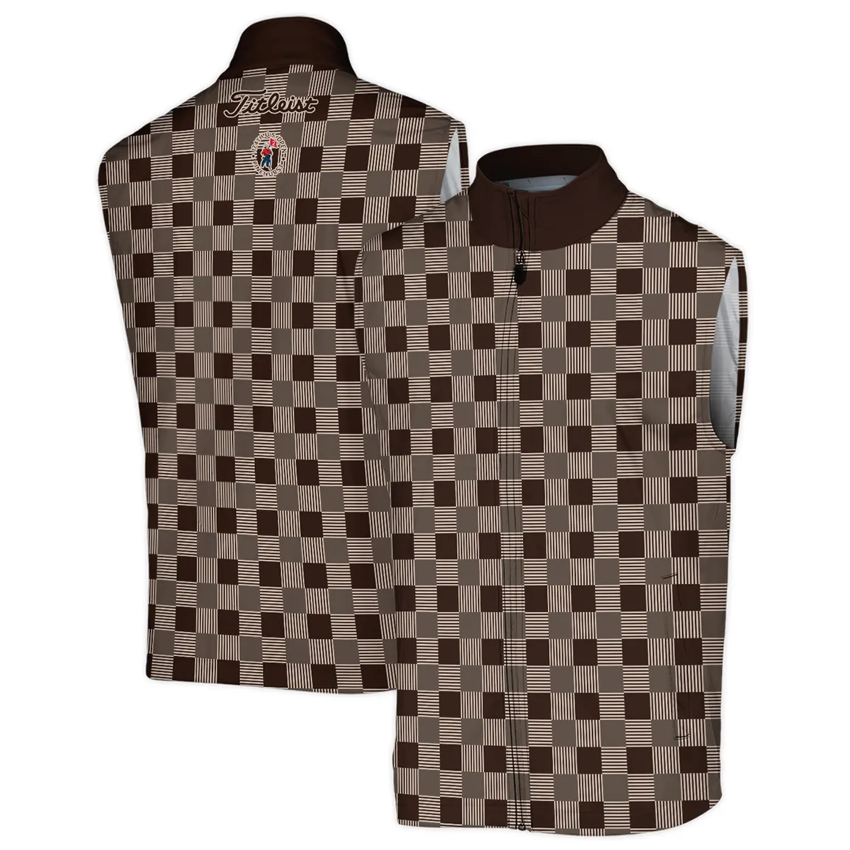 Golf Brown Square Pattern 124th U.S. Open Pinehurst Titleist Long Polo Shirt Style Classic