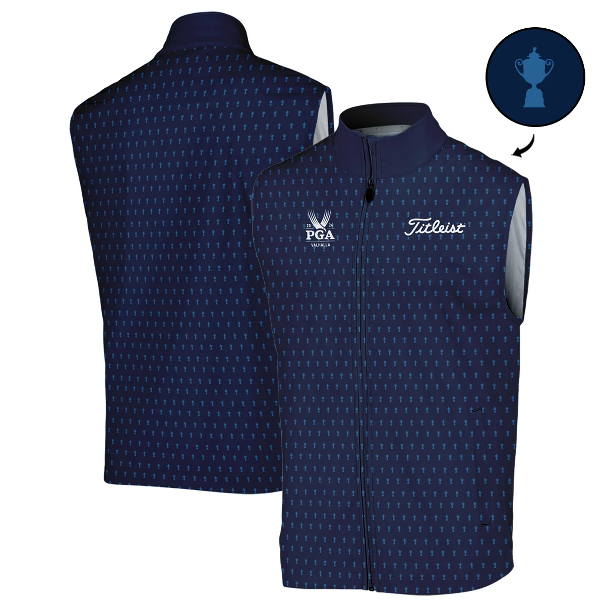Titleist 2024 PGA Championship Golf Sleeveless Jacket Dark Blue Gradient Pattern All Over Print Sleeveless Jacket