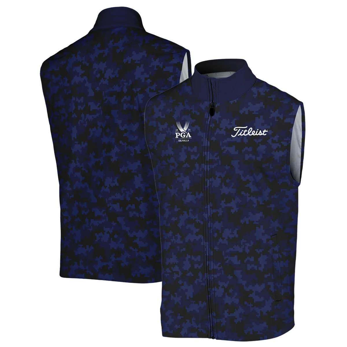 Golf 2024 PGA Championship Titleist Long Polo Shirt Blue Camouflage Pattern Sport All Over Print Long Polo Shirt For Men