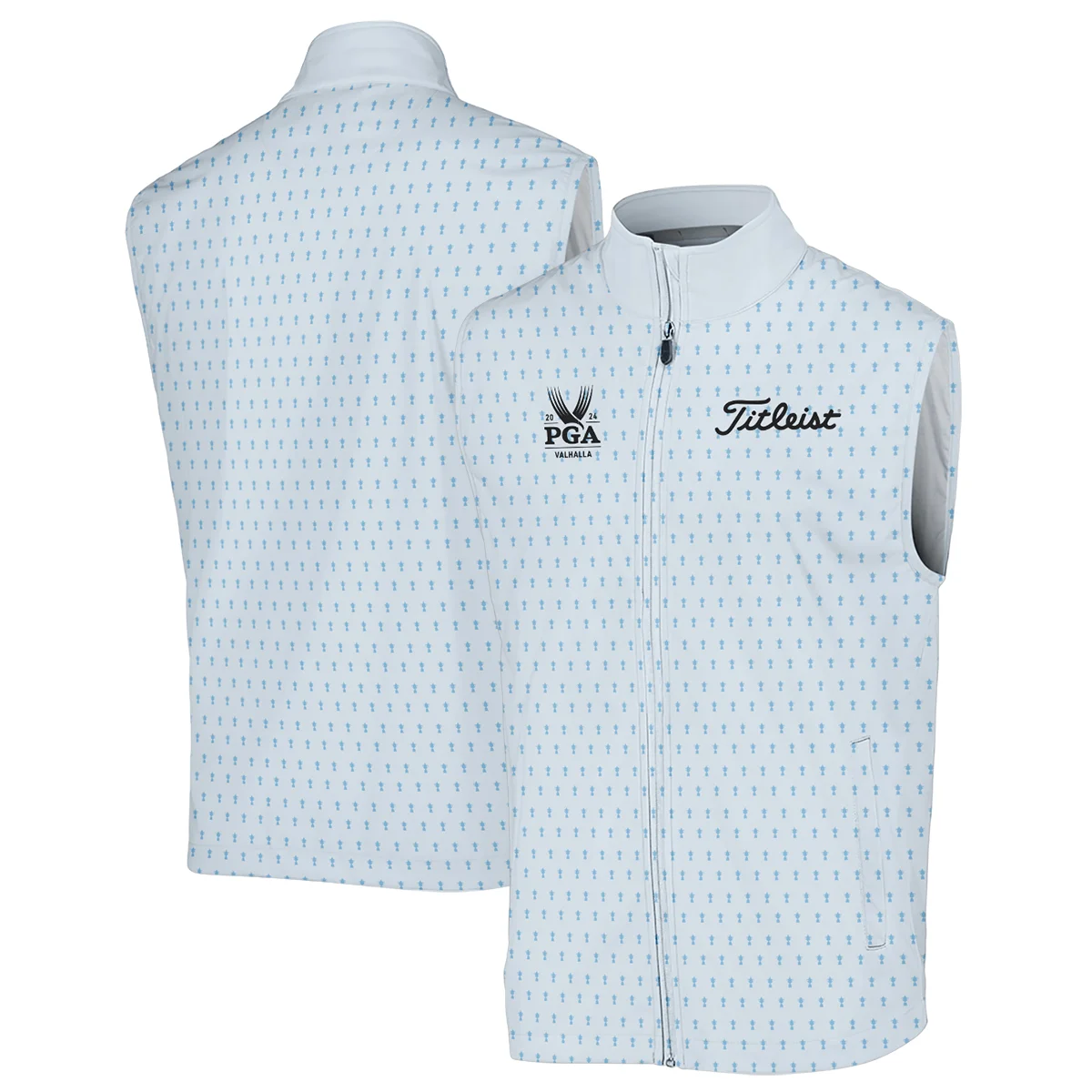 2024 PGA Championship Titleist Golf Zipper Hoodie Shirt Light Blue Pastel Golf Cup Pattern All Over Print Zipper Hoodie Shirt