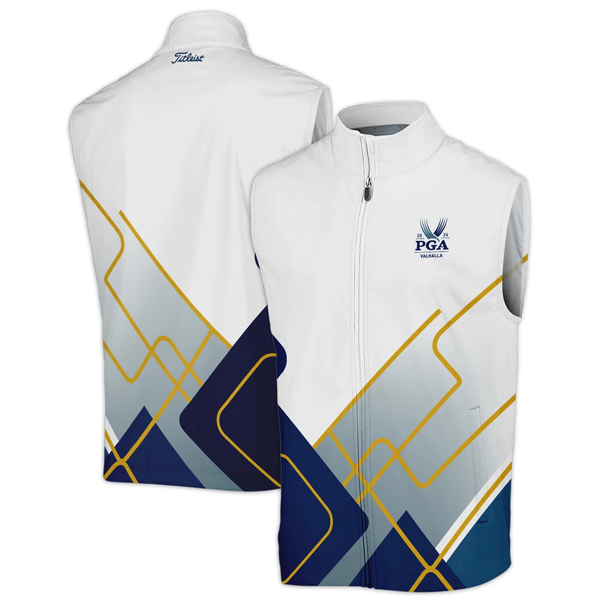 2024 PGA Championship Valhalla Blue White Yellow Line Titleist Quarter-Zip Polo Shirt