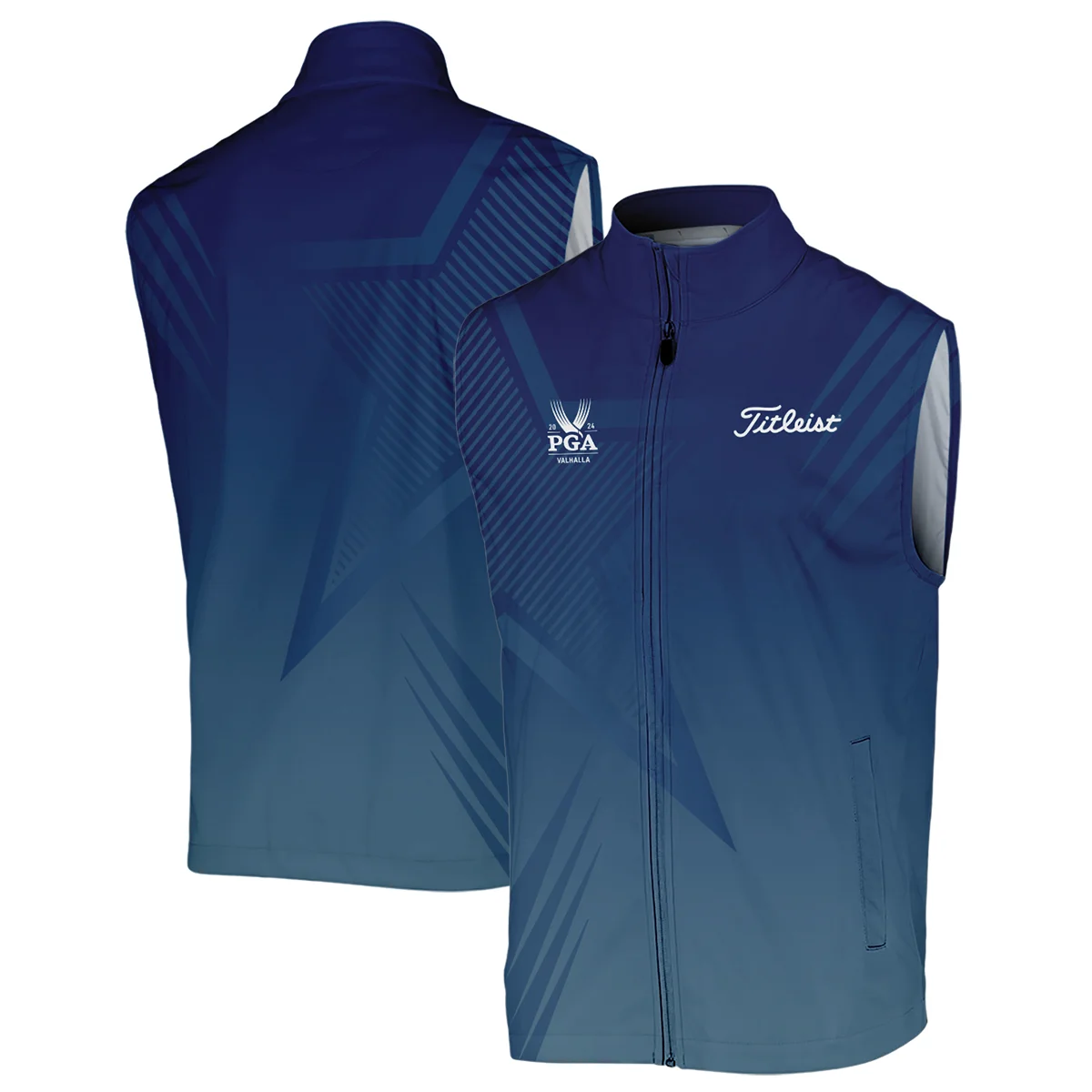 2024 PGA Championship Valhalla Golf Sport Titleist Zipper Hoodie Shirt Star Blue Gradient Straight Pattern Zipper Hoodie Shirt