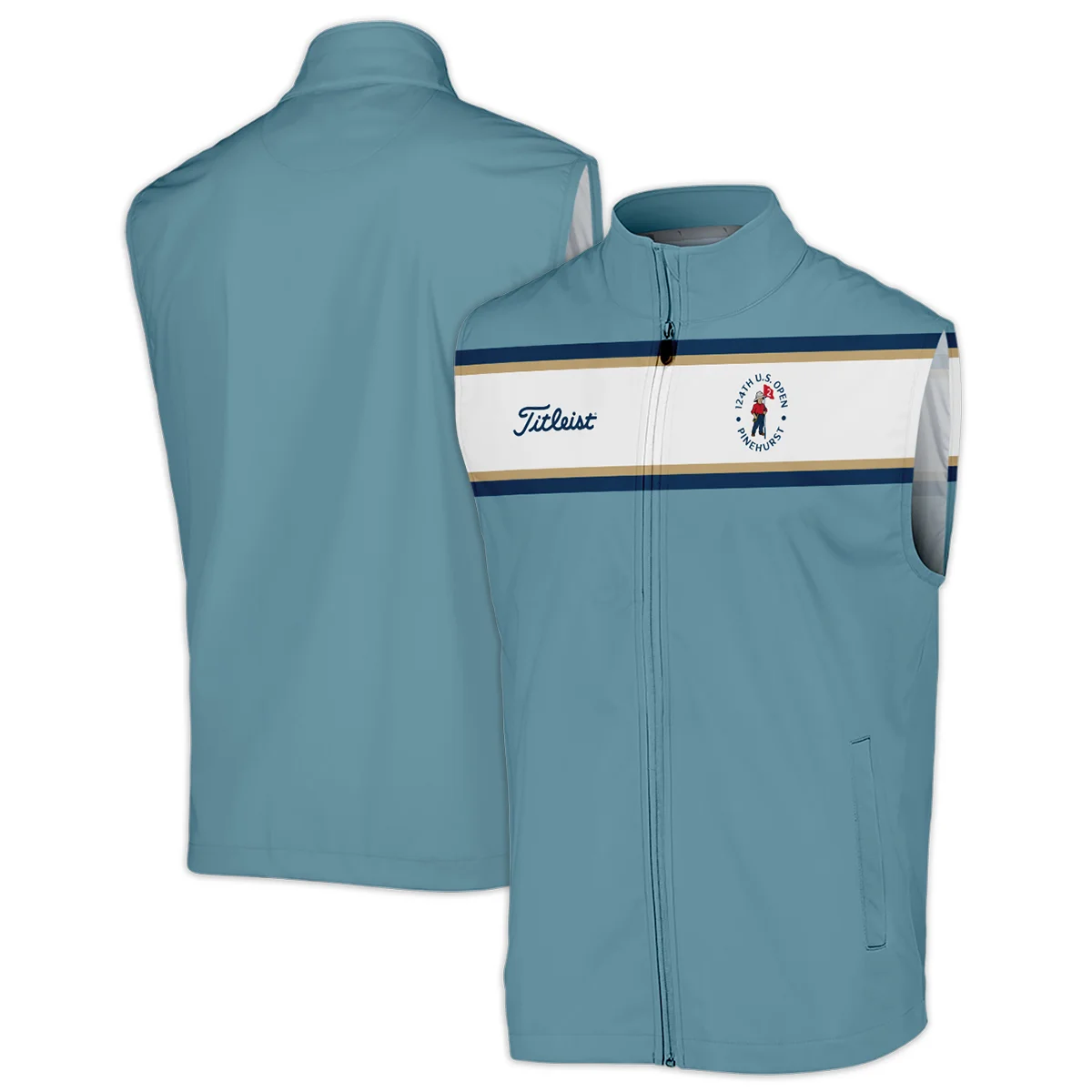 124th U.S. Open Pinehurst Golf Sport Mostly Desaturated Dark Blue Yellow Titleist Performance T-Shirt Style Classic